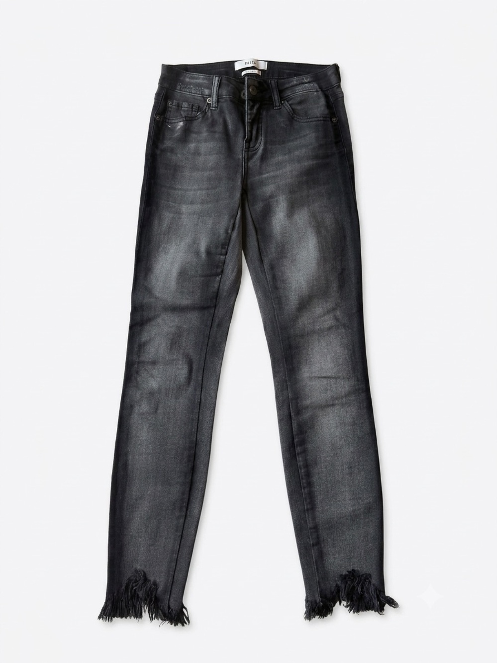 pistola Black Washed Skinny Jeans with Frayed Hem